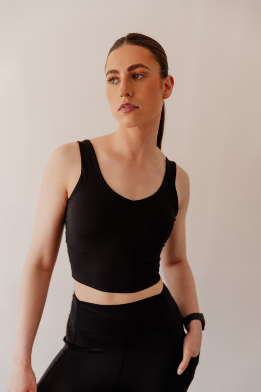 Cropped Super Soft Vest - Black