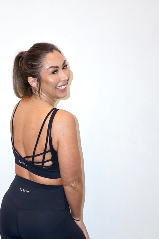 Strappy Back Bra - Black