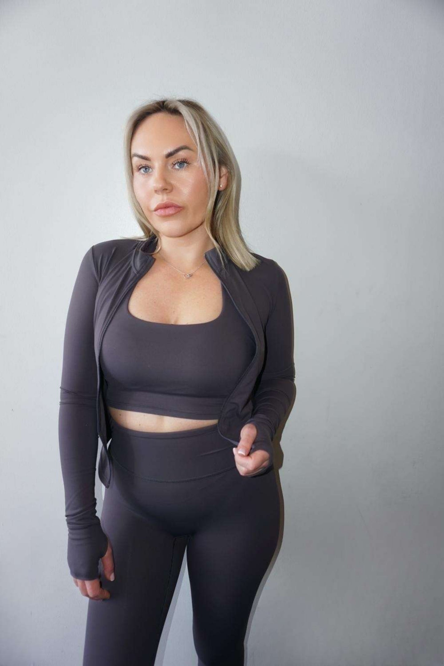 Scupted High Waisted Leggings - Slate Grey